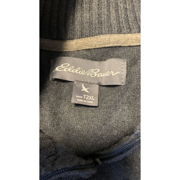 Eddie Bauer 2XL Tall Gray Merino Wool Cotton Lightweight Pullover Sweater - Picture 4 of 9